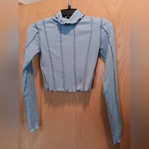 Womens Size Xsmall, Mixed Threads Sky Blue Long Sleeve Crop Top